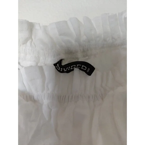 Divided H &M Womens Crop top White Elastic Arms / White Cotton Summer Top Size M - Picture 5 of 5